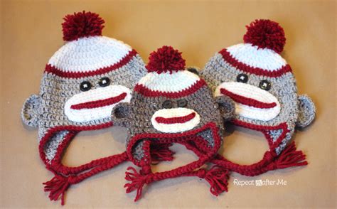 Crochet Sock Monkey Hat Pattern Repeat Crafter Me