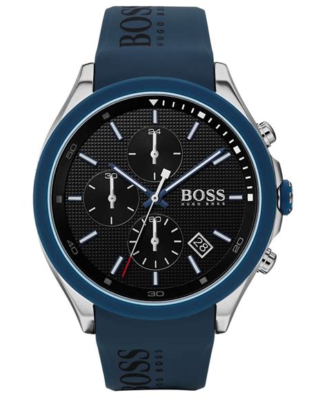 Boss Men S Chronograph Velocity Blue Silicone Strap Watch 45mm Macy S