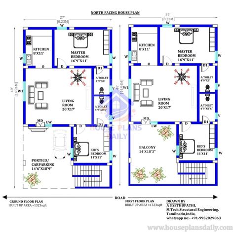 North Facing House Plan And Elevation 2 Bhk House Plan 2023