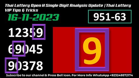 Thai Lottery Open H Single Digit Analysis Update Thai Lottery VIP