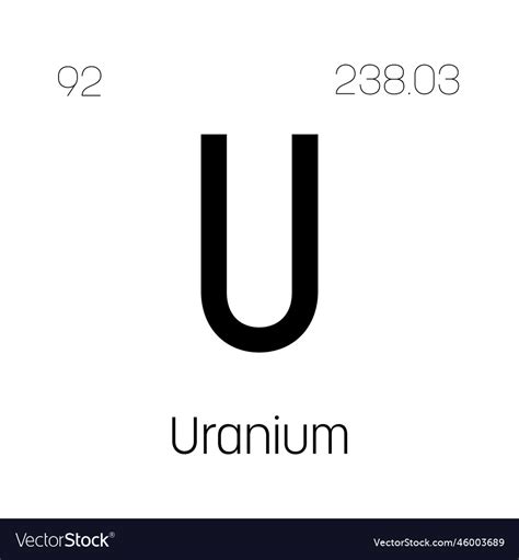 Uranium u periodic table element Royalty Free Vector Image