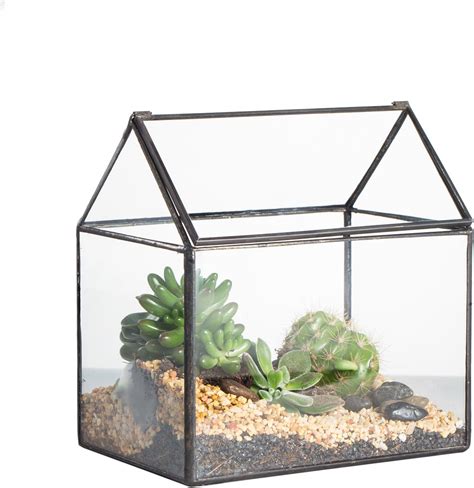 Ncyp X X Cm Small Closed Glass Geometric Terrarium Box With Swing