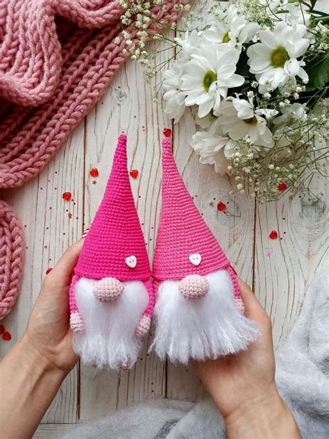 Valentine Gnome Crochet Pattern Amigurumi In Love Pdf Etsy In