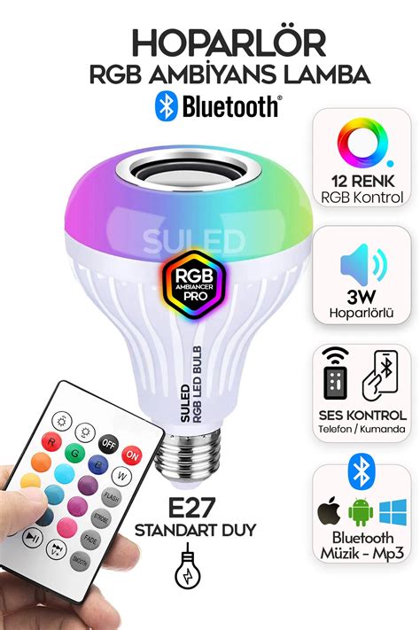 Voltmar Rgb Ampul Led Müzik Ampulü Renk Değiştirme Dahili Hoparlör 24