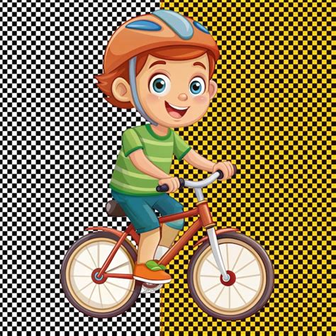 Premium PSD Cute Boy Riding A Bike Vector Illustration In Cartoon