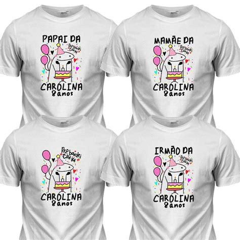 4 Camisetas Flork Aniversário Meninas Presente Criativo Elo7