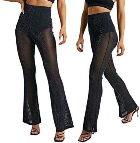 Women S Sexy Rave Chaps Sheer Mesh Buckles Bottomless Pants High Waist