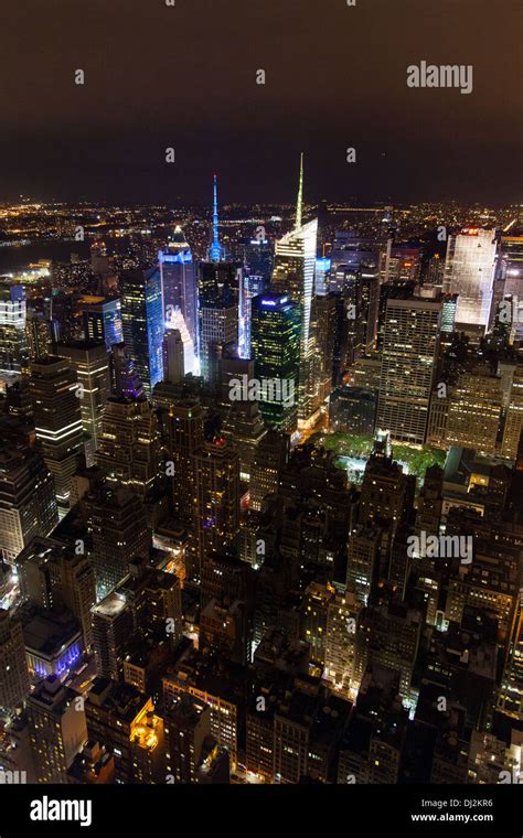 View From The Empire State Building At Night Manhattan New York City United States Of America