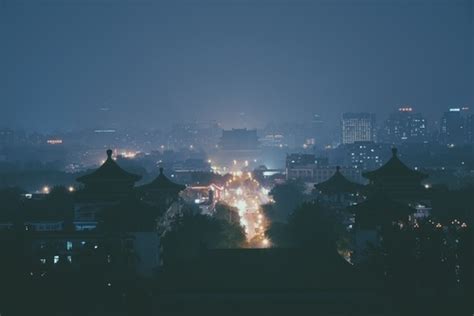 Vista Nocturna De La Ciudad China Fondos Gratis