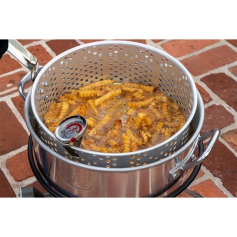 King Kooker 10 Qt Aluminum Fry Pan With Two Helper Handles And Punched Aluminum Basket With