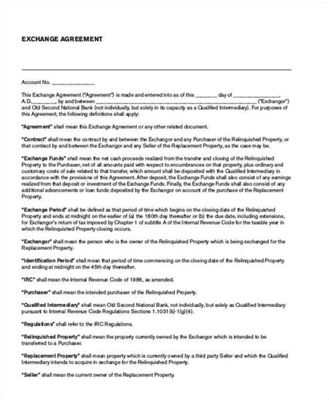 FREE 10 Exchange Agreement Forms In MS Word PDF Pages