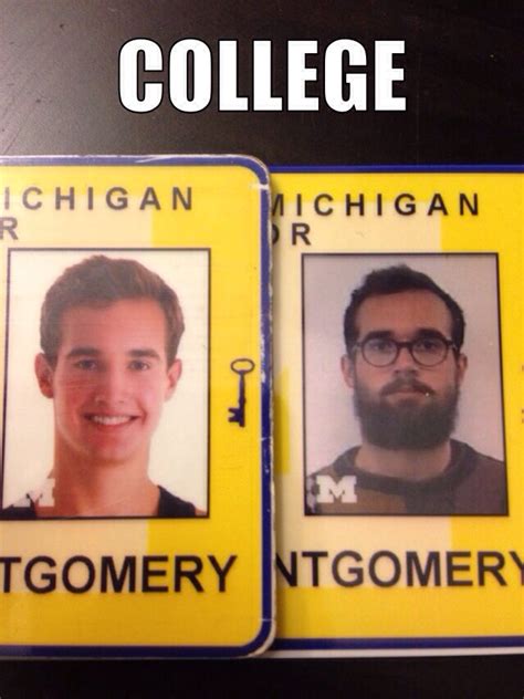 Housemate just replaced his student ID from freshman year. Sent me this. : r/funny