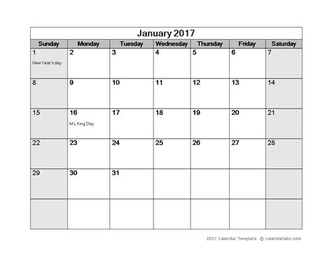 Monthly Calendar Template