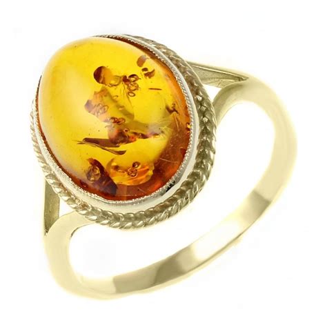 Ct Yellow Gold Mm X Mm Oval Amber Ring Jewellery From Mr Harold