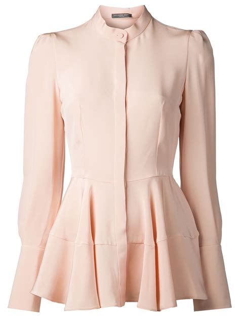 Alexander Mcqueen Peplum Top In Pink Lyst