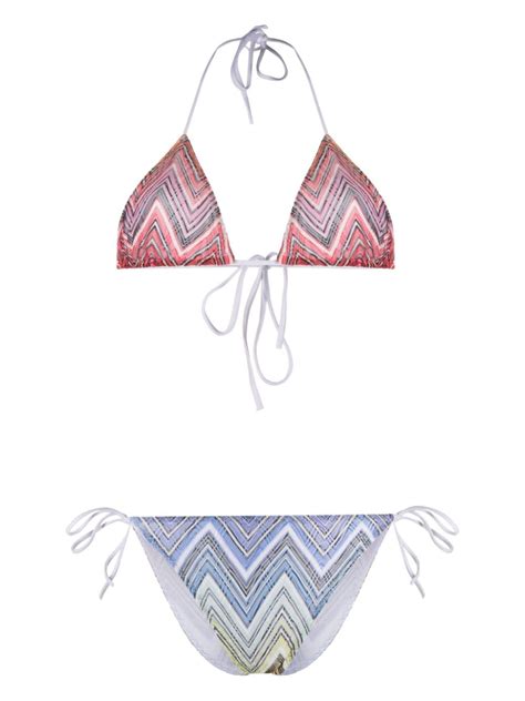 Missoni Chevron Print Triangle Cup Bikini Set Pink FARFETCH