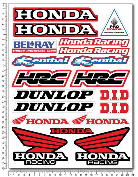 Honda Racing Universal Logo Decals Kit Moto