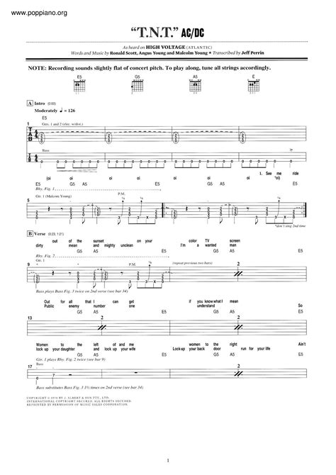 Acdc Tnt Sheet Music Pdf Free Score Download ★