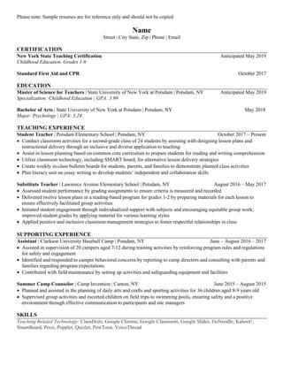 Teacher Resume Samples Pdf