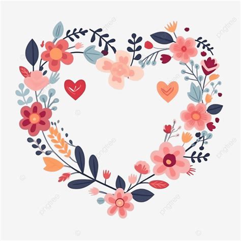 Decorative Floral Wreath In Flat Design For Valentine S Day Flower