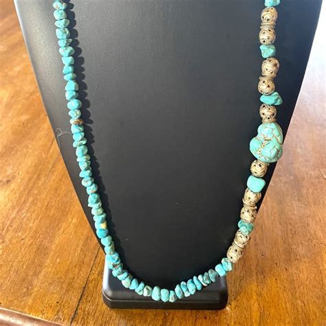 Large Turquoise Nugget Necklace Etsy