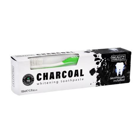 Beauty Formulas Whitening Toothpaste Charcoal 100ml Toothbrush