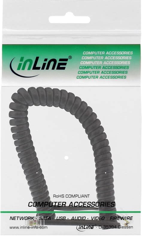 Inline I Handset Coiled Cable Rj Male Male Black Max M