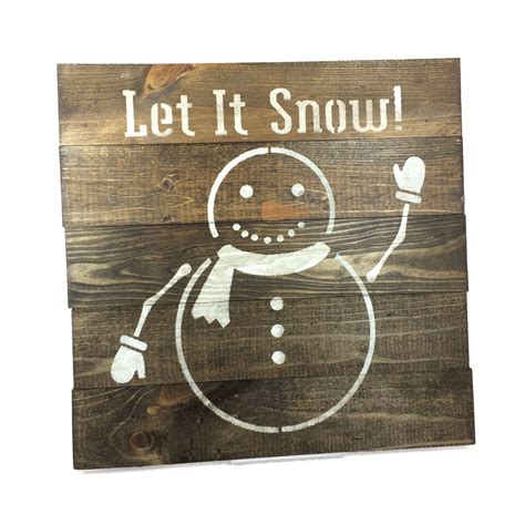 SALE Winter Let It Snow Snowman Sign Small Rustic Wood Sign