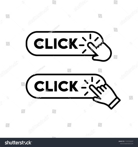 Click Button Set With Hand Clicking Icon Royalty Free Stock Vector