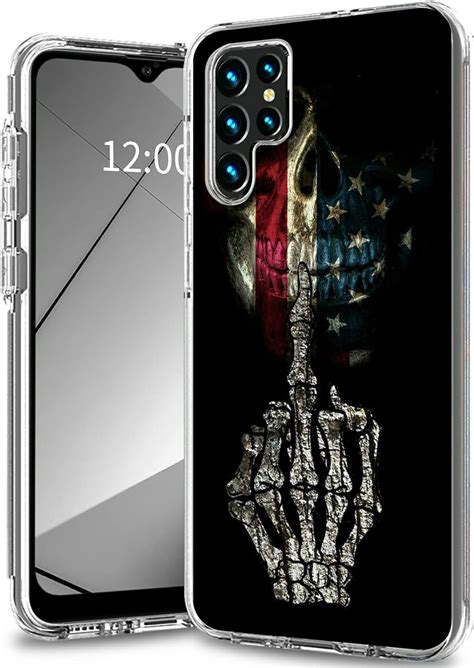 Rossy For Samsung S22 Ultra Case Galaxy S22 Ultra 5g Clear Case With Fuck You Skulls