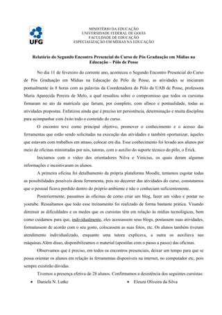 Relat Rio Segundo Encontro Pdf