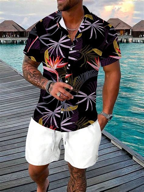 Manfinity RSRT Men Tropical Print Shirt Without Tee SHEIN USA