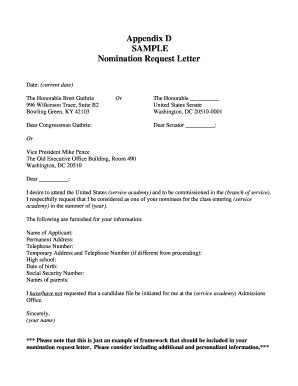 Fillable Online Appendix D Sample Nomination Request Letter Fax Email