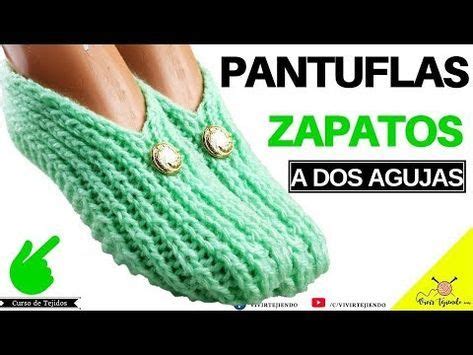 Tejiendo Pantuflas Babuchas con Botón Dorado a dos agujas Tejidos a