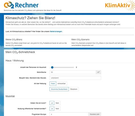 Klimaktiv Co Rechner F R B Rgerinnen Und B Rger