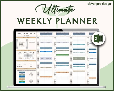 Weekly Planner and Monthly Budget Excel Template Bundle - Etsy