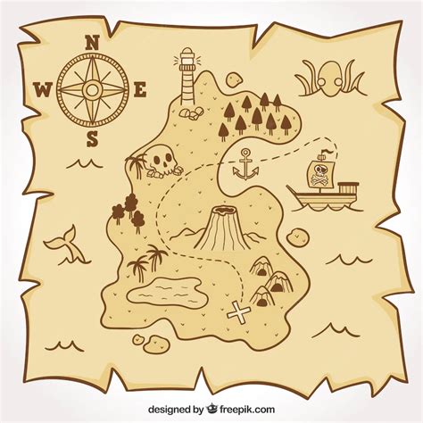 Premium Vector Pirate Map For The Treasure Hunt Piratenkarten