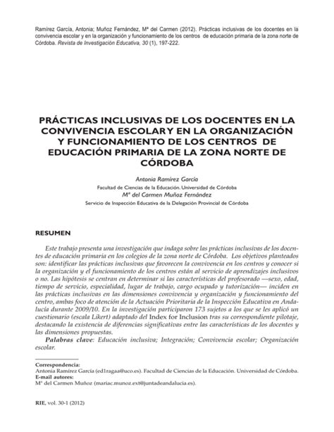 prácticas inclusivas de los docentes en la convivencia escolar y en