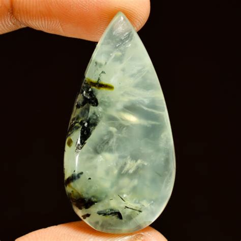 100 Natural Prehnite Pear Shape Cabochon Loose Gemstone 58 Ct