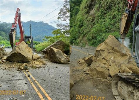 苗栗126縣道山壁大規模崩塌 巨大石塊掉落 道路雙向中斷 社會 中時新聞網