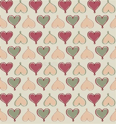 Hearts Seamless Background In Vintage Style Stock Illustration