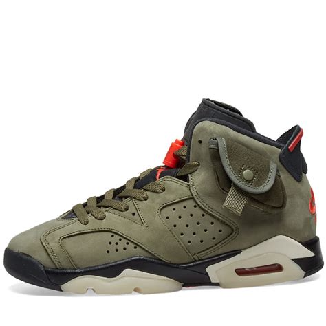 Travis Scott x Air Jordan 6 Retro GS Medium Olive, Infared & Black | END.