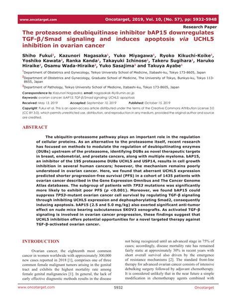 PDF The proteasome deubiquitinase inhibitor bAP15 downregulates TGF β