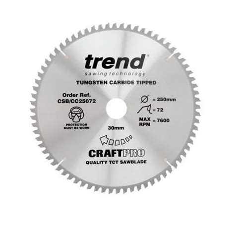 Trend CSB CC25072 TCT Craft Saw Blade Crosscut 250mm X 72T X 30mm