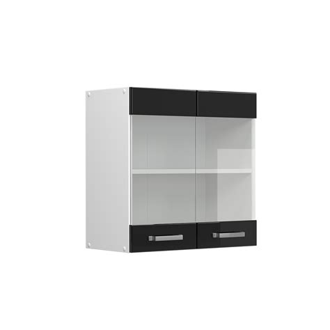 Armoire Suspendue En Verre R Line Solid Cm Blanc Noir Brillant