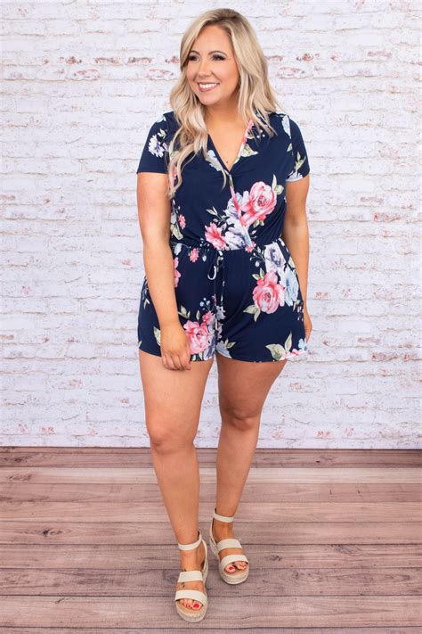 Fallen For You Romper Navy Beach Outfits Women Plus Size Plus Size