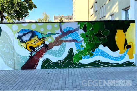 Hinterhof Gegengrau Deafman Graffiti Wandgestaltung Darmstadt