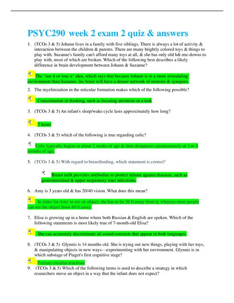 PSYC 290N Week 2 Quiz WITH CORRECT ANSWERS GUARANTEED GRADE A HIGHEST