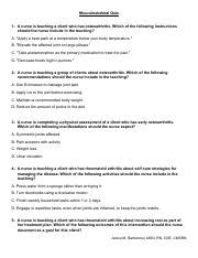 Musculoskeletal Quiz STUDENT F22 Pdf Musculoskeletal Quiz 1 A