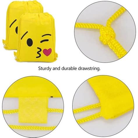 Emoji Sac Dos Cordon Serrage 16 Pcs Sac À Cordon Mignon Imperméables